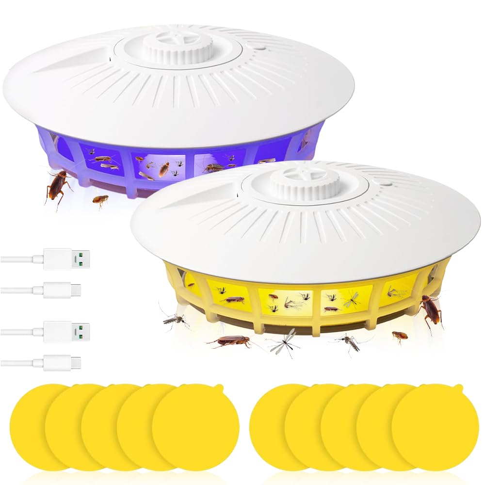 Piège à puces dôme avec 2 disques de colle inodores pour l'élimination des insectes d'intérieur