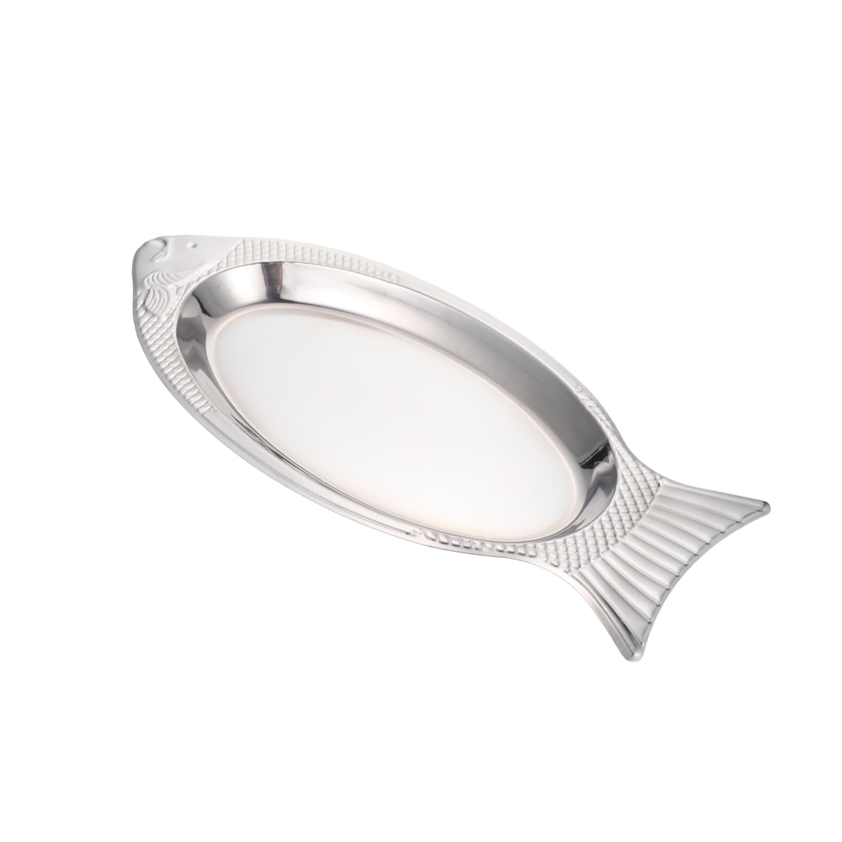 Cabilock Stainless Steel Fish Shaped Plate Steam Grill Serving Dish Non-slip Microwave Safe