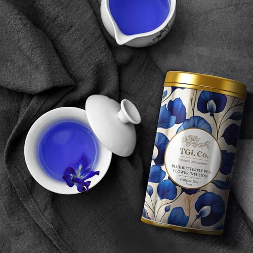 Image of TGL Co. Blue Pea Flower Tea - 50g Tin | 100% Natural Butterfly Pea Tea | Caffeine-Free | Herbal Blue Tea for Detox, Sleep & Skin | Enjoy Hot or Iced