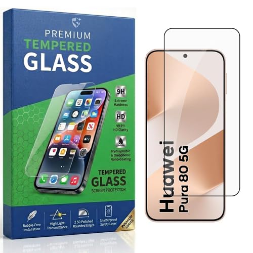 Image of Tempered Glass Compatible With Huawei Pura 80 5G 6.6 | 9H Hardness | HD Clarity | Anti-Fingerprint | High Touch Sensitivity | Premium Screen Protector Guard