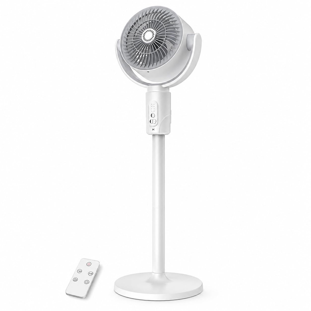 Ventilatore a piantana silenzioso, senza fili, con telecomando, altezza regolabile da 32 a 82 cm e 5 velocità regolabili, oscillazione orizzontale di 90° e inclinazione verticale di 180°