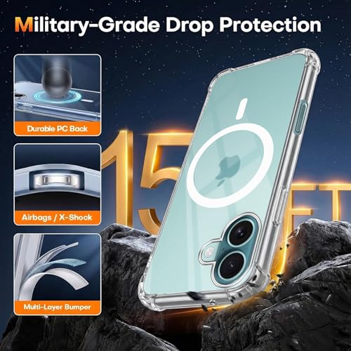 Image of Jkobi Shockproof Crystal-Clear Back Cover for Apple iPhone 16 (Magsafe Wireless Support | Drop & Camera Protection | Hard Polycarbonate)