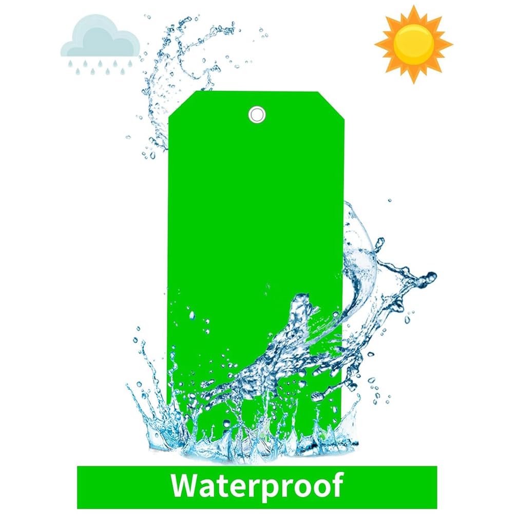 SOFPLATE 100 Etichette Di Spedizione In Plastica Verde – 5x9 Cm, Vuote, Impermeabili, Con Occhiello, Per Bagagli, Identificazione