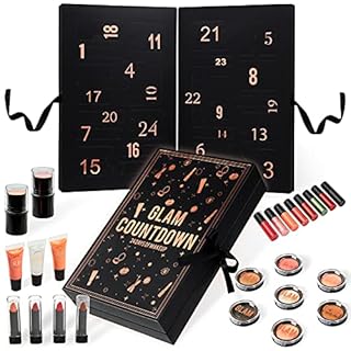 KreativeKraft Calendrier de l'Avent Beauté 2025, Coffret Maquillage, Soins Visage, Compte à Rebours de Noël, Idée Cadeau Femme, Maman, Soeur ou Amie (Noir)