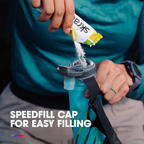 Image of HydraPak SkyFlask Speed - Collapsible Handheld Running Water Bottle (350ml, 500ml, 500ml Insulated) - Adjustable Strap, Lightweight, Spill-Proof Cap