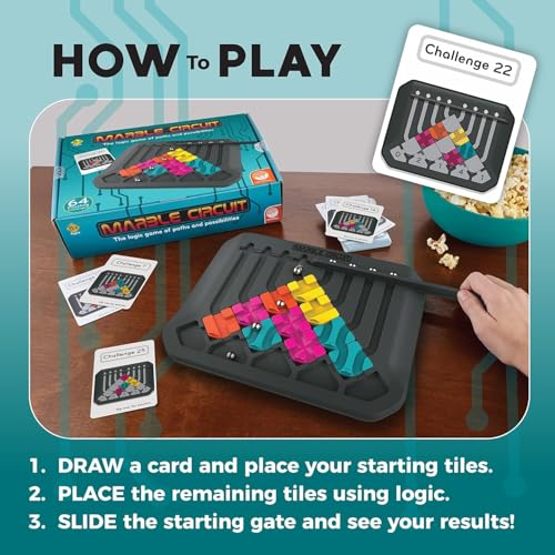 Image of Brain Training Puzzle Marble Circuit Logic Game for 1 Player Great Gift for Kids who Like Puzzles & Brain teasers 64 Card Challenges & 24pcs Fun for Kids & Adults Ages 8+