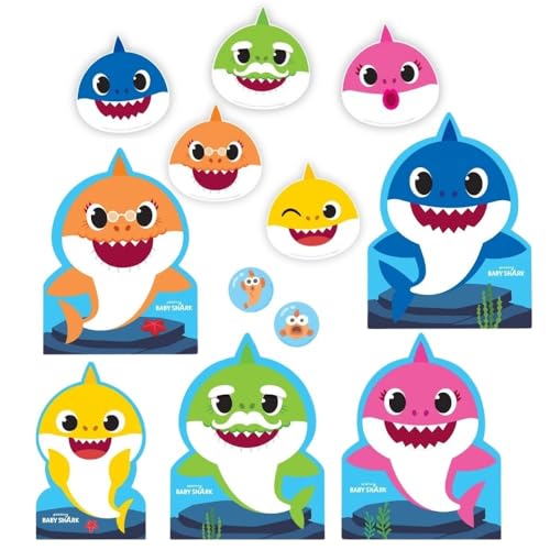 Baby Shark Cut-Out Multicolor Polyester Value Pack - 8.5", 10.5",...
