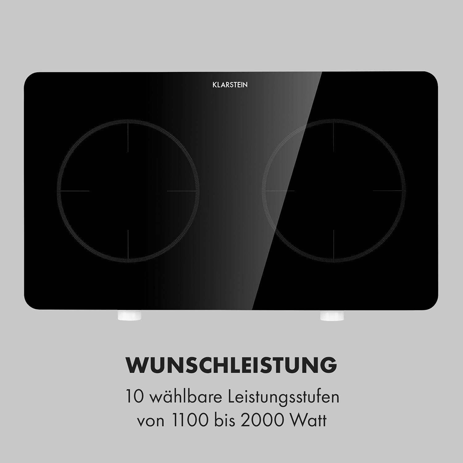 Klarstein FutureChef Doppel Induktionskochplatte, Leistung: 3000 Watt, 2 Zonen, Drehregler, LED-Anzeige, 10 Leistungsstufen, Timer, transportabel, Induktionskochfeld, Glaskeramik, schwarz