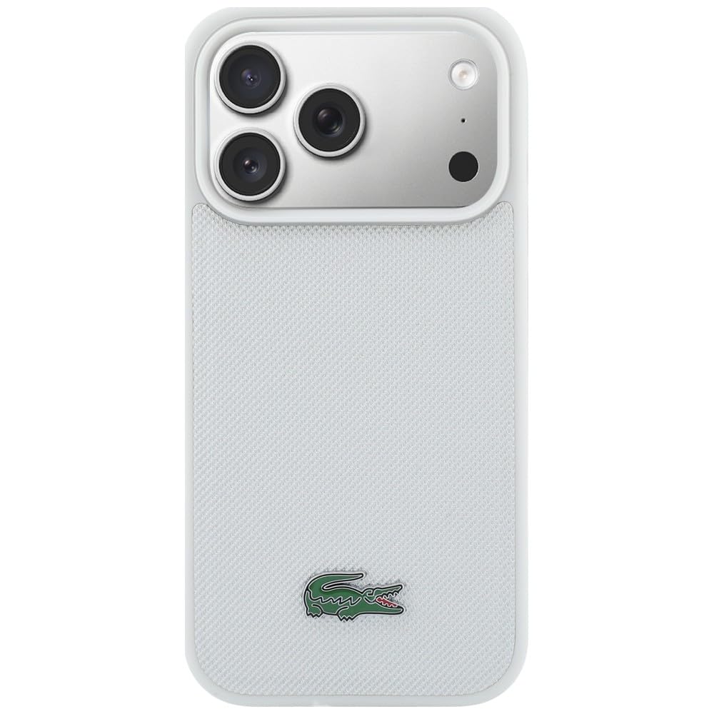 CG MOBILE Lacoste Petit Pique lakierowane logo kompatybilne z MagSafe etui do iPhone 17 Pro (jasnoszare)