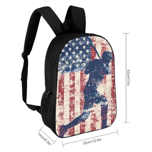 Vintage U.S.A. Flag Baseball Unisex Backpack 17" Casual Daypacks Simple Shoulders Bag for Camping Hiking Travel Gear2