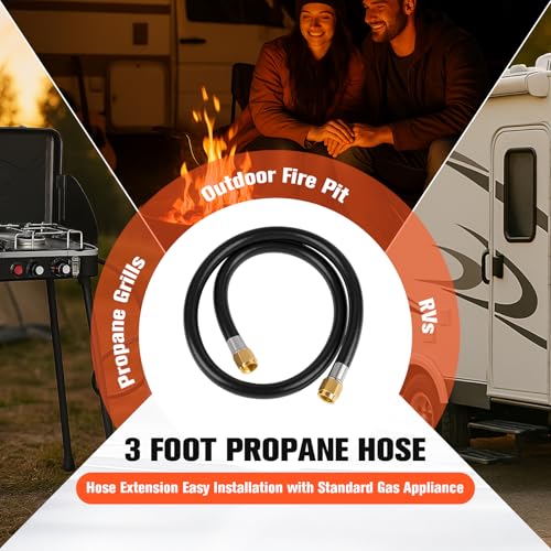 Image of Wadoy RV Propane Hose Connector Assembly 3 Foot - 3 /8 inch Female Flare x 3 /8 inch Female Flare Quick Connect Hose 59913 (Total length 3.28ft) 2 Pack