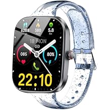 Lamshaw Compatible with Kuizil Smart Watch Band, Women, Soft Silicone Glitter Clear Sport Strap Compatible with Kuizil T70 1.91" Smartwatch