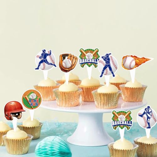 Keaziu 32 Pack Baseball Cupcake Toppers Sports Theme Baseball Cupcake Picks Baseball Sport Birthday Baby Shower Cupcake Decoration thumb #3