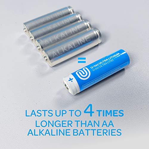 U-Tec Aa Ultra Lithium Battery (Pack Of 4), 3000Mah 1.5V, Longest-Lasting Aa Battery, Up To 10 Years In Storage And No Leaks Guaranteed, Works In Extreme Temperatures, Non Rechargeable #TOP1