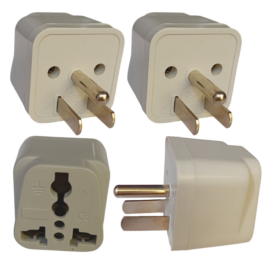 Wowsome India to US Plug Adapter for Convert Indian Plug to USA, Canada, Japan, Philippines Travel Adapter – Universal Plug - Type B 10A - Pack of 3 - White