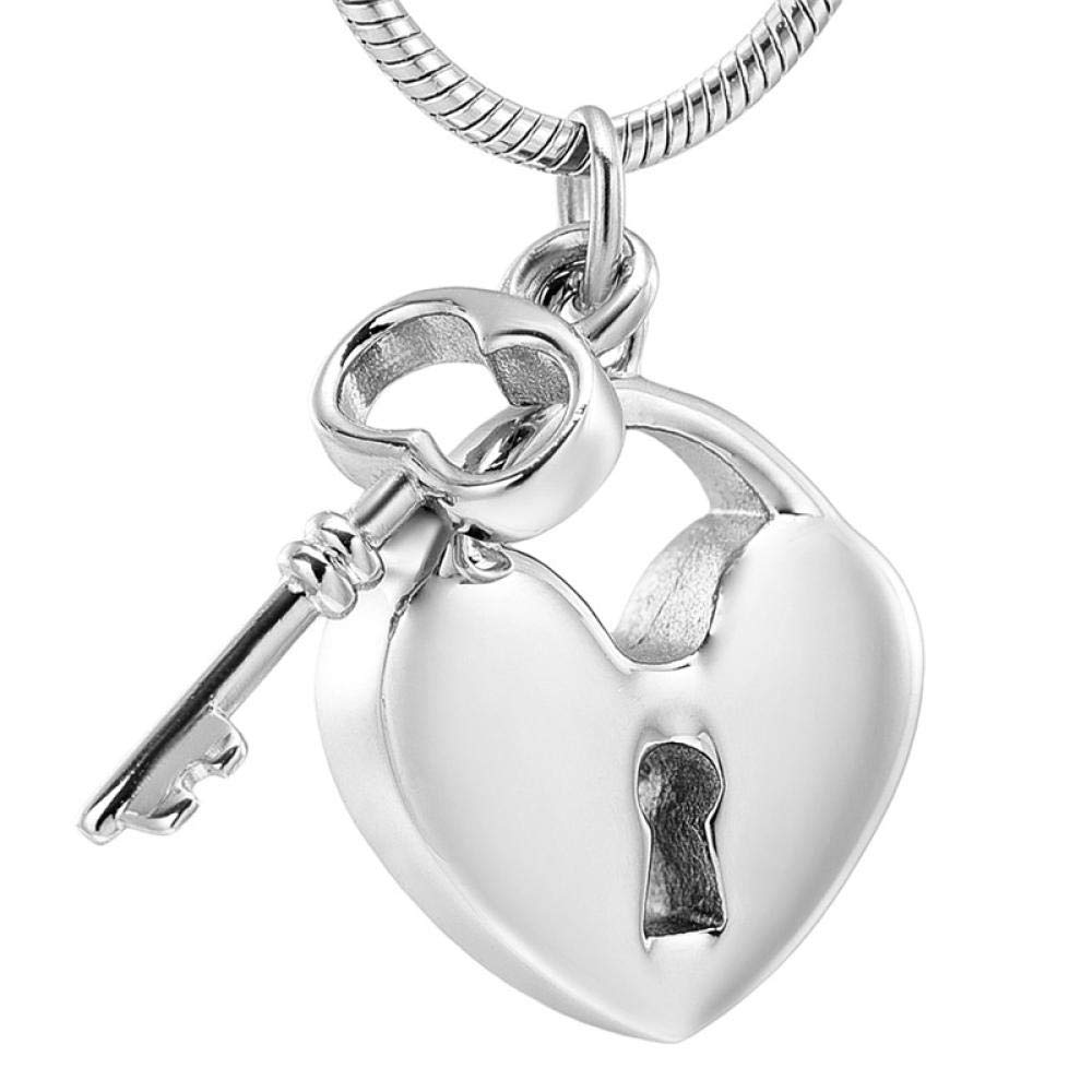 Naszyjnik Na Pamiątkę Popiołu Z Wisiorkiem Heart Lock With Key Memorial Kremacja Zawieszka Urn Naszyjnik Ze Stali Nierdzewnej Na Pamiątki - Silver_10 Pieces_Necklace