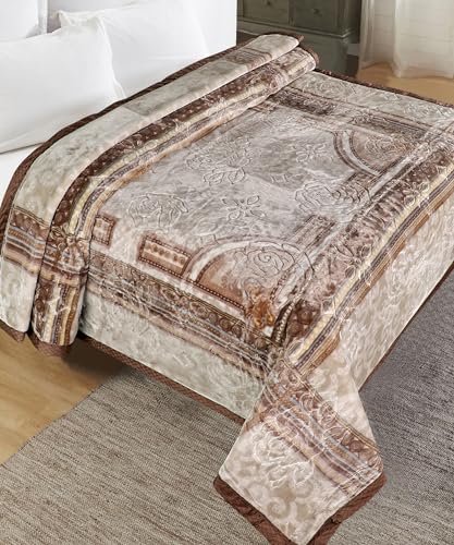 Image of Petals Dreams Blanket Double Bed for Mild Winter, 700 GSM, 2 Ply, Cloudy Mink Blanket (210x240 cm) (Camel)