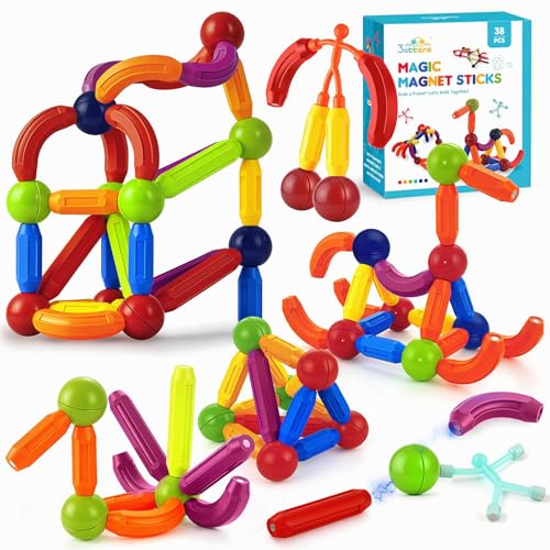 3 otters Magnetic Sticks and Balls 42pcs with 2 Magnetic Figures