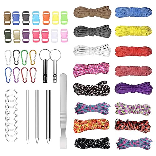 Paracord 550 Set 16 Farben, Multifunktionale Nylonseile für DIY Armband Hundeleine Hundehalsband Lanyard Schlüsselbund
