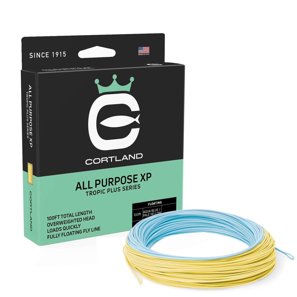 Cortland All Purpose XP Saltwater Fly Line, Aqua Blue/Pale Yellow 100ft, WF7F
