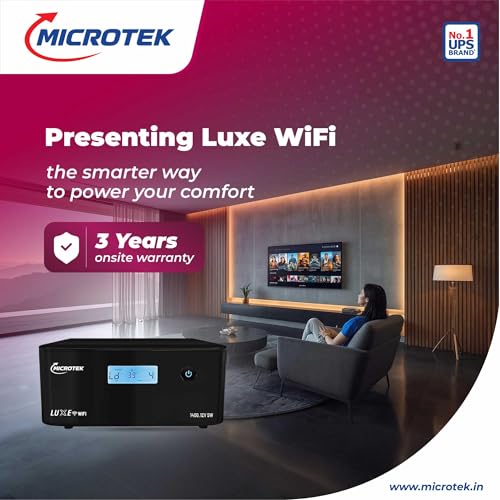 Image of Microtek Inverter with Lithium Battery Combo for Home, Office & Shops | Luxe WiFi 1400 12V Pure Sine Wave 1100VA Inverter + 12.8V 100Ah Lithium-ion Battery | 36M /60M Warranty
