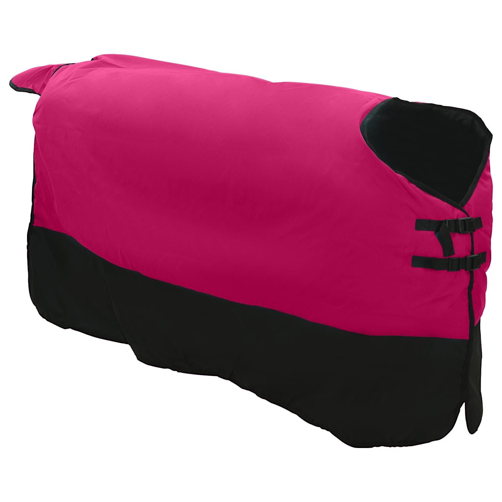 Manta de poliéster para caballo, color verde oscuro y negro, impermeable y transpirable, con solapa de cola, cierre ajustable, para establo, pasto, paddock y transporte