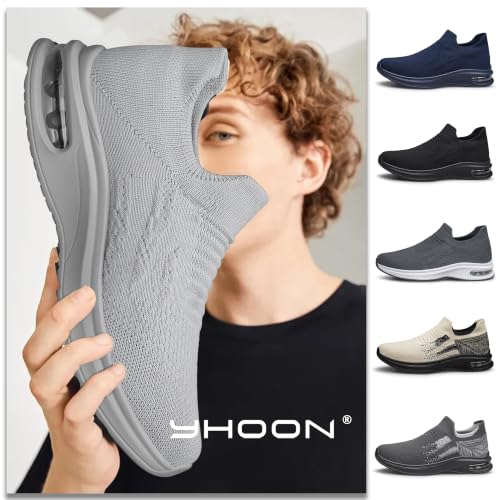 Image of Mens Walking Shoes Slip on Lightweight Running Shoes Workout Athletic Tennis Shoes Gym Sneakers