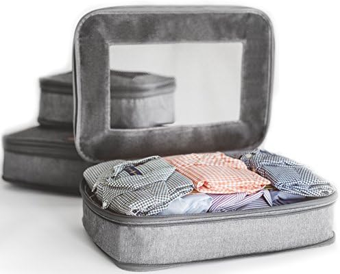 LeanTravel Compression Packing Cubes Luggage Organizers (6) Set Grey