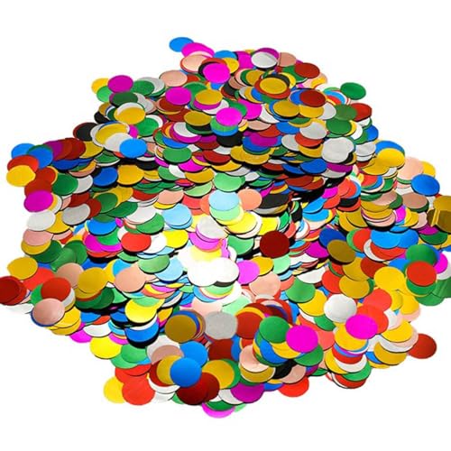 100g Confettis ronds multicolores métalliques, Papier confetti pour anniversaire, mariage, baby shower, fête, carnaval, Confettis d’anniversaire brillants, konfetti circulaires décoratifs（Ø1.5cm）