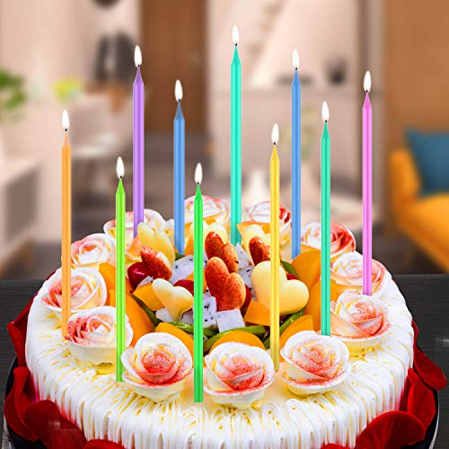 image for BEANLIEVE 20-Count Rainbow Birthday Candles - Colorful Birthday Candle