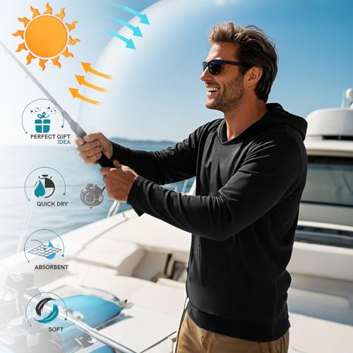 Men's Athletic Hoodies Moisture Wicking Long Sleeve Fishing Shirts UPF Sun Protection Rash Guards Shirts Thumb Hole3
