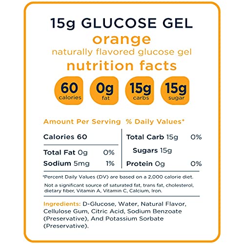 Transcend Glucose Gel Packs - Orange, 15 Pack (1.1Oz Each) - Fsa/Hsa Eligible - Glucose Gel Packs For Diabetics, Blood Sugar Support Alternative To Glucose Tablets - Precise 15G Dose, Made In Usa #TOP4