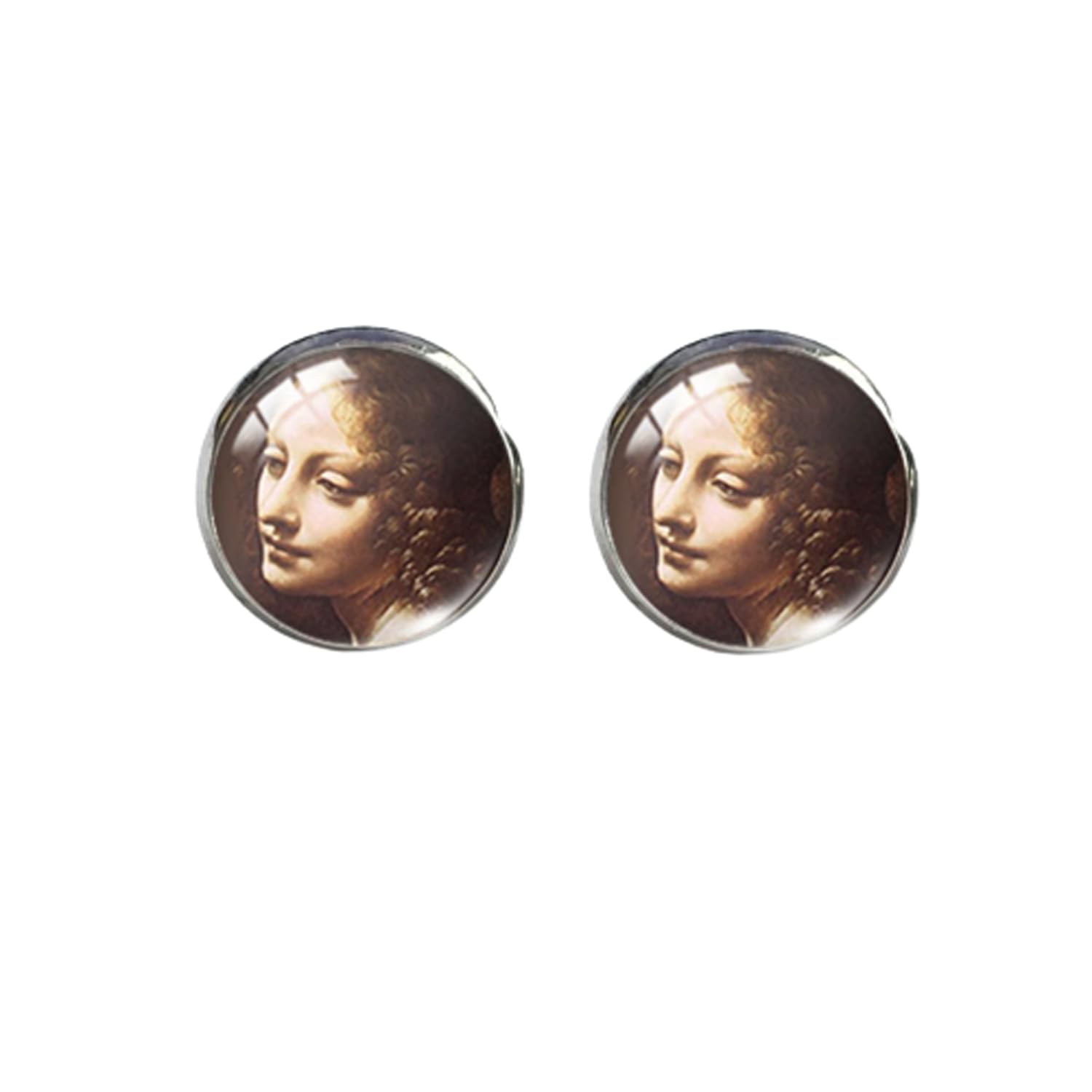 Leonardo Da Vinci Stud Earring Mona Lisa Painting Round Earrings Handmade Glass Dome Photo Printed Jewelry Gifts