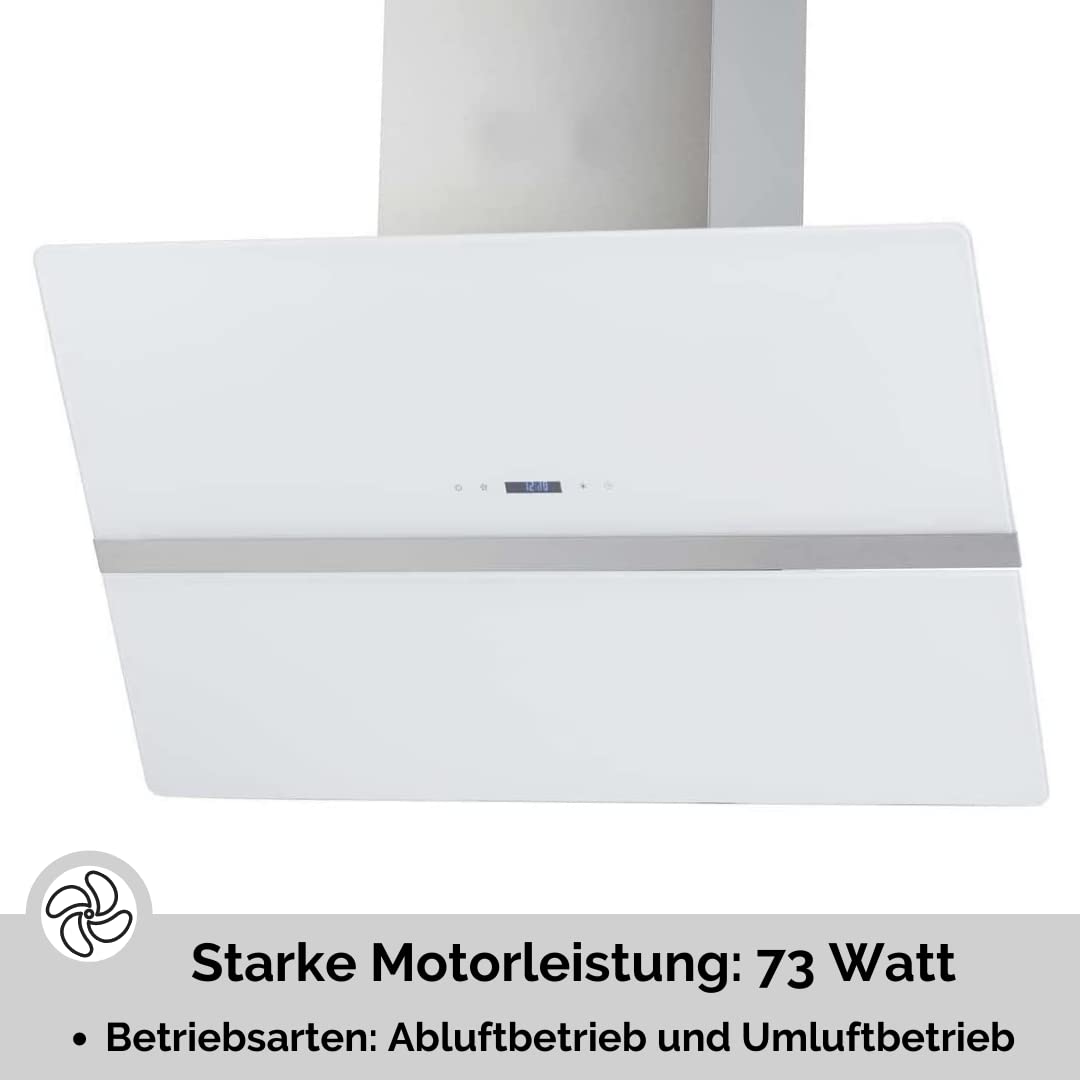 WOLKENSTEIN S4-90A++WTZ okap kuchenny skośny wyciąg z powietrza obiegowego szkło białe 90 cm W