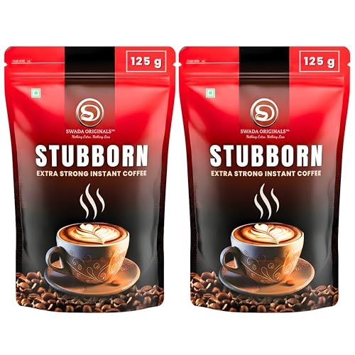 Image of STUBBORN by Swada Originals | Extra Strong Instant Coffee | Deep, Bold & Uncompromising | Makes 120+ Strong Cups | Pack of 2 | 250 g