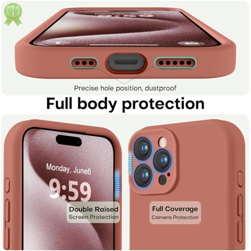 Image of LOVE 3000 Designed for iPhone 15 Pro Case, Premium Silicone with [Soft Anti-Scratch Microfiber Lining] Shockproof Protective Phone Case for Men Women Girls 6.1 inch, Caramel