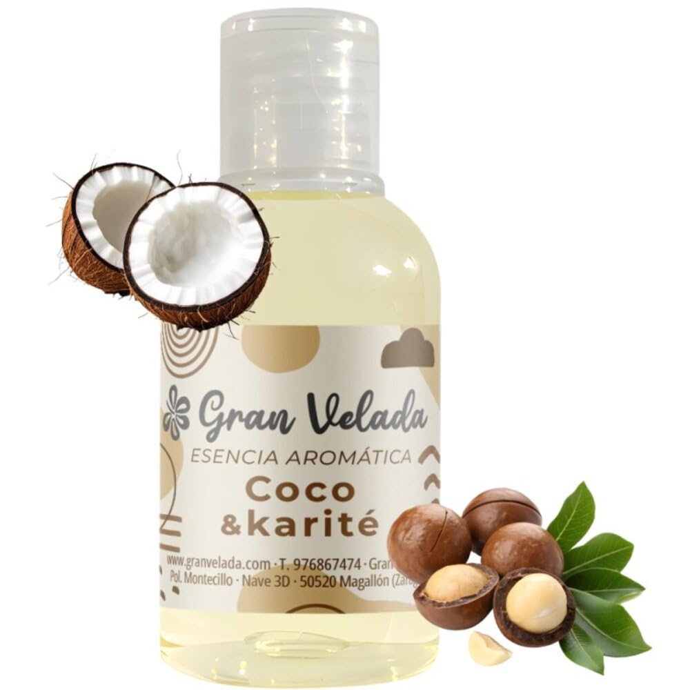 Gran Velada - Duftöl Kokos- und Karite 1000 ml | Aromatisches Aroma für Seifen, Kerzen und Kosmetik, Hochkonzentriertes Parfumöl für DIY-Projekte, Tropischer Duft für Raumdüfte und Körperpflege