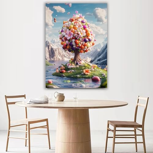 Toile murale Arbre de Vie multicolore grand format pour grand mur - 4