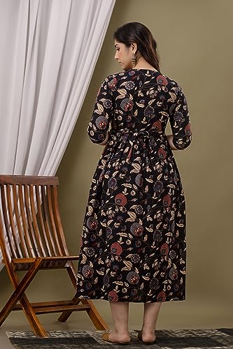 Image of The Moon Star Women's Cotton Floral Printed Anarkali Maternity Feeding Kurti | Breastfeeding Dress for Mothers | Zipper Feeding Kurti, Nursing Kurti, Comfortable and Trendy Maternity Wear