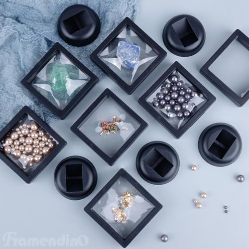 Framendino, paquete de 20 cajas exhibidoras 3D flotantes negras miniatura 6
