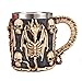 Tasse à bière en acier inoxydable avec crâne de guerrier viking - Verre à vin médiéval - Pour café, boisson, jus de fruits (Skull Mug Dragon)