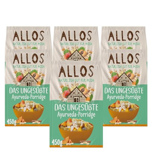 Allos Das Ungesüßte Ayurveda Porridge | Porridge ohne Zucker | Bio Müsli | Früchte Müsli | Haferflocken | Frühstücksbrei | Frühstückscerealien | vegan | 6er Pack (6 x 450g)