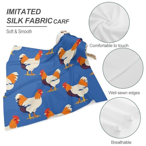 Headband Head Kerchief for Women/Girls/Lady, Lovely Boho Style Skinny Scarf Yoga Fitness Sweat Band Headbands Turban Neck Sash Hand Decor, Rooster Chicken Breeds Art4