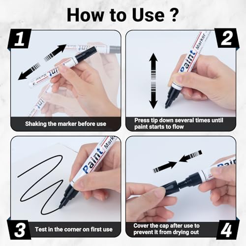 AOSUCO Permanent Marker Wasserfest Stifte, 4 Farben Lackstift Glasmalstifte 2-2,8 mm mittlere Spitze Permanentmarker für Steine Bemalen, Glas, Kunststoff, Metall, Holz, Keramik, Tassen, Reifen