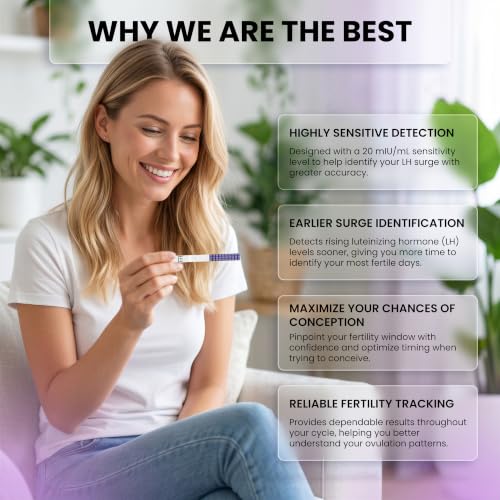 Image of One Step Ovulation Test Strips (40 Pack) - Easy to Use Ovulation Predicter Test - At Home Ovulation Test Strips for Fertility Tracking
