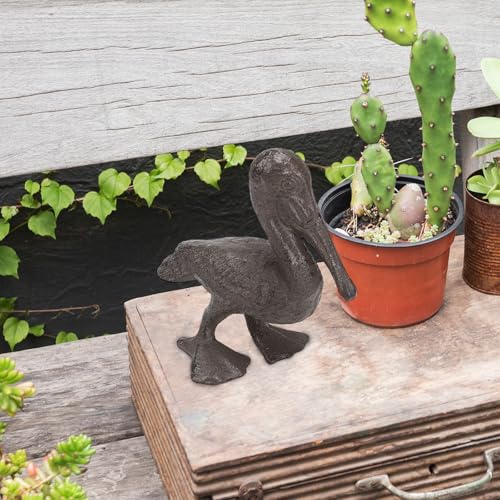 Estatua de Pelícano de Hierro Fundido Decorativa 6.3x3.5x7 pulg miniatura 6