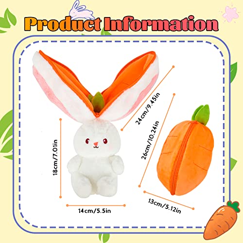 Vibbang Easter Plush Bunny Toy, Reversible Rabbit Carrot Strawberry Pillow with Zipper, Cute Strawberry Bunny Plushies Doll - Image 3
