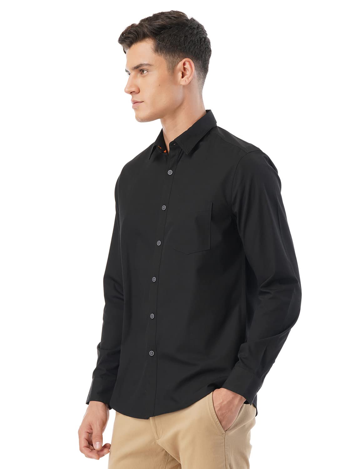 FYLTR Men's Solid Casual Non Iron Regular Fit Shirt with Spread Collar & Full Sleeves