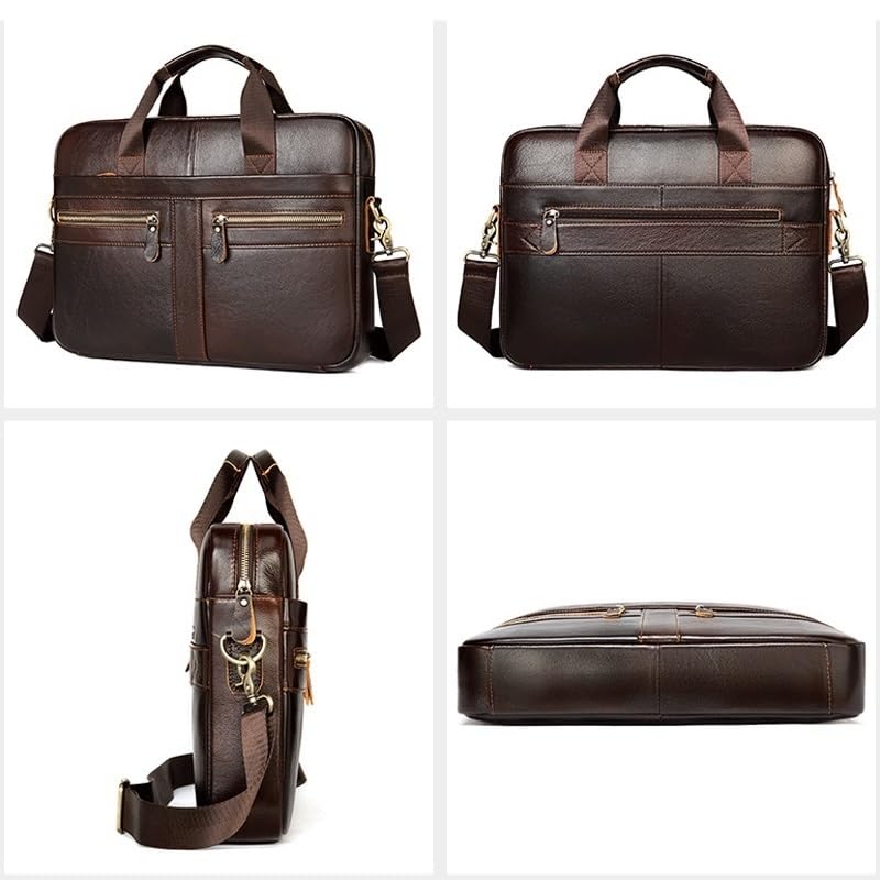 Leather Briefcase for Men Vintage Travel Business Bag Tote Large Capacity Multi-layer Computer Briefcase3