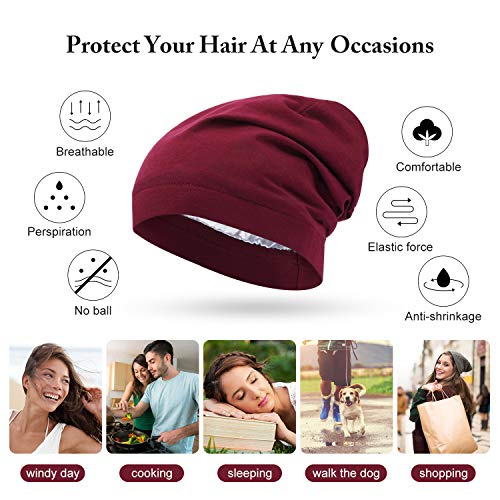 Satin Lined Sleep Slouchy Beanie Hat Night Hair Cap For Women #TOP2